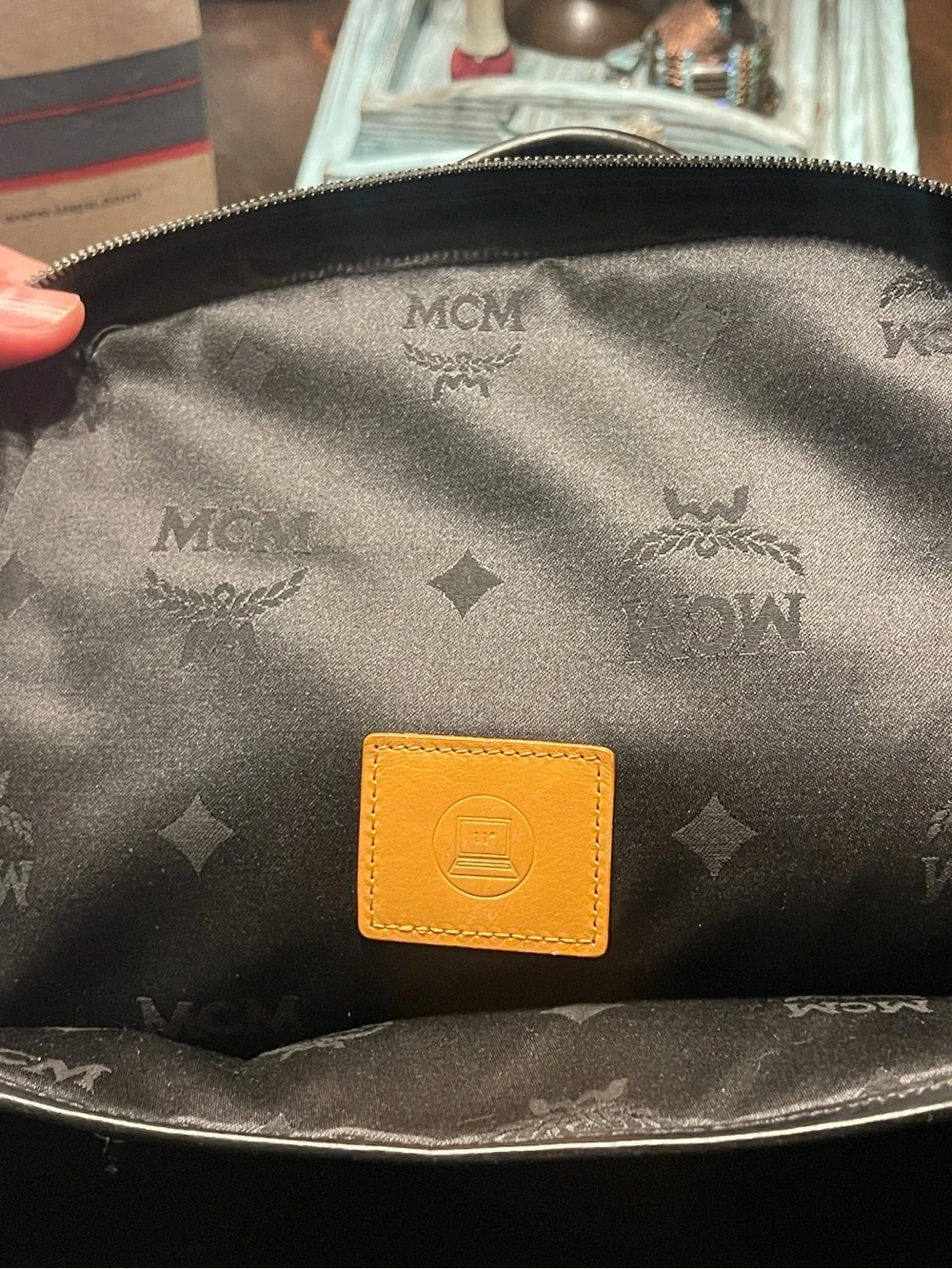 MCM Black/Cobalt Visetos Monogram Backpack